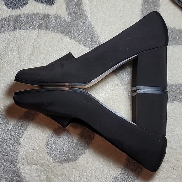 Nicewalk Miami black stretch forefoot insert block heel with silvery stripe sz10 - Picture 4 of 8